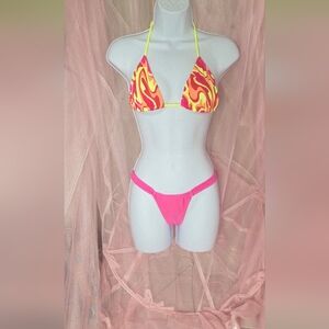 Vibrant Pink and Yellow Swirl Bikini